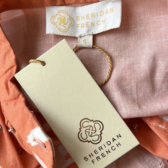 Sheridan French Embellished Ripley Blouse in Coral Ikaat Abstract Print - Picture 5 of 6